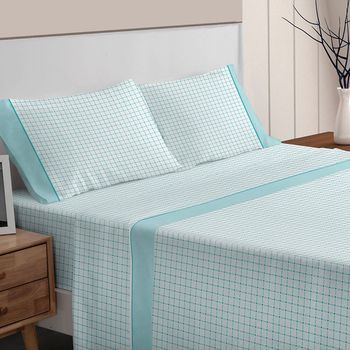 Juego Sábanas Franela Invierno Alexia 180 Cm (con Dos Almohadones) Rufino Diaz, Aguamarina
