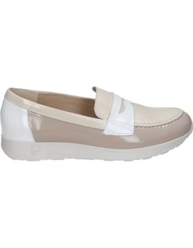 Zapatos Mocasines De Piel Para Mujer Pitillos 10420 Color Piedra 41