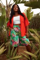 yours bermudas hojas de palmera con cintura elastica mujer curvy y tallas grandes yours