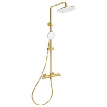 Columna De Ducha Moderna De Latón Mezclador 3 Modos De Chorro Con Función Lluvia De Pared Dorado Puyehue