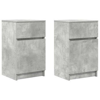 Juego De 2 Mesitas De Noche - Mesillas Madera Contrachapada Gris 39x35x65 Cm Mc5982