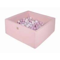 meowbaby piscina de bolas cuadrada seca para ninos rosa pastel  blancotransparente 300 pcs 90x90x40cm