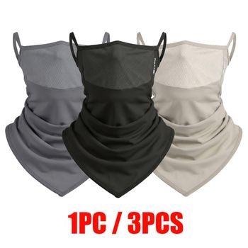 Mascarilla de protección solar refrescante unisex de verano, con lazo para la oreja, elástica, transpirable, para ciclismo, media mascarilla facial para senderismo y pesca al aire libre, 1 ud./3 uds.