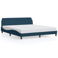 cama matrimonial  cama para adultos  estructura de cama con cabecero terciopelo azul 180x200 cm