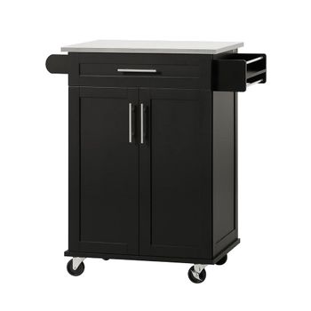 Carrito de cocina con 2 puerta y 1 cajón mdf aglomerado  negro