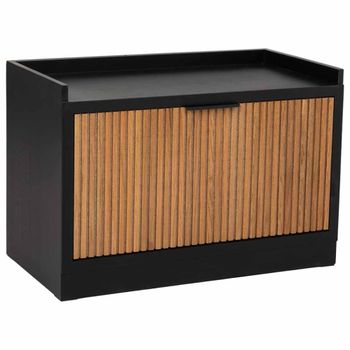 Banqueta zapatero de madera y metal negro 80x38x53