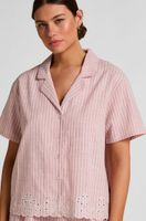 hunkemoller chaqueta de pijama de rayas en algodon rosa