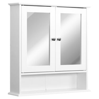 Armario baño con espejo 56x13x58cm blanco