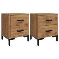 pack 2 uds mesitas de noche  mesilla de noche madera maciza de pino 36x30x45 cm