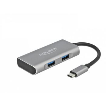 Hub DeLOCK 4 puertos 10 Gbps USB 3.2 Gen 2 Type-C y Type-A compacto