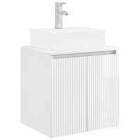 vanidad con lavabo de pared blanco brillante vidaxl