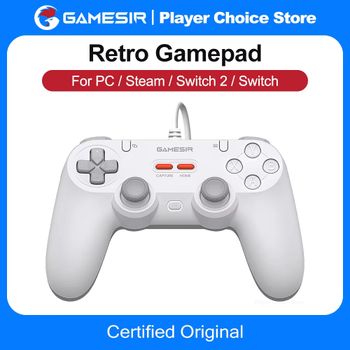 GameSir Retro Gamepads con Cable para PC, Steam, Switch 2/1, Control Tegenaria Lite con Stick de Efecto Hall y Frecuencia de Sondeo de 1000Hz