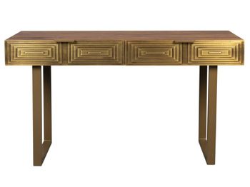 Consola de madera de mango y latón envejecido
