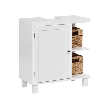 Mueble De Baño De Pie De Mdf Con Estantes Estilo Tradicional Blanco Pacllon