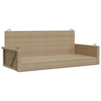 Banco Columpio | Banco De Jardín De Ratán Sintético Beige 119x56x48 Cm
