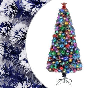 Árbol De Navidad | Decoraciones De Navidad Con Luces Fibra Óptica Blanco Y Azul 150 Cm Cfw424110
