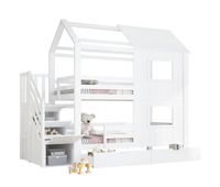 litera infantil de madera de pino 90x200cmblanco