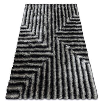 Alfombra Moderno Flim 010-b3 Moderno, Laberinto - Structural Negro / G 80x150 Cm