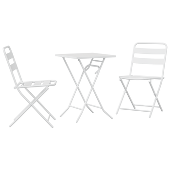 Juego De Bistro Plegable De 3 Uds Blanco De Acero Cfw164209