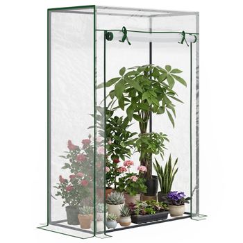 Outsunny Invernadero con Puerta Enrollable y Estructura de Acero Invernadero de Jardín Terraza Patio 100x50x150 cm Transparente   Aosom España