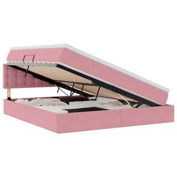 Cama Con Almacenamiento Rosa 160 X 200 Cm Terciopelo Vidaxl