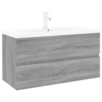 Mueble De Baño | Armario De Baño Con Lavabo Madera Contrachapada Gris Sonoma