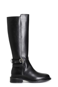 bota de piel mujer con hebilla. black
