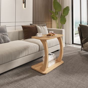 Mesa Auxiliar Stattela Con 4 Ruedas 59x35x56 Cm - Efecto Madera [en.casa]