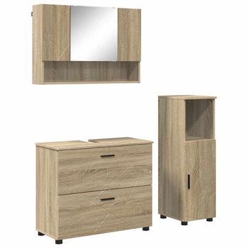 Juego De Muebles De Baño 3 Uds. Roble Sonoma Vidaxl