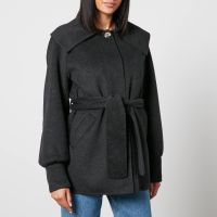 ganni belted wool-blend jacket - eu 44uk 16