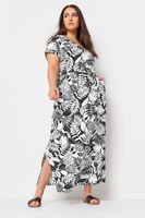 yours vestido largo negro de motivos vegetales mujer curvy y tallas grandes yours