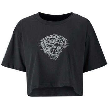 Ed Hardy Camiseta Tiger Glow Crop Top Black para mujer