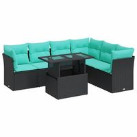 juego sofa jardin 7 piezas con cojines negro poli ratan acacia vidaxl