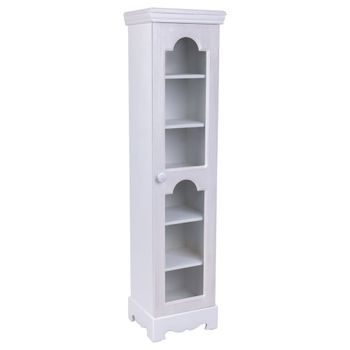 Vitrina de madera de 1 puerta, 24x20x98,5, blanco