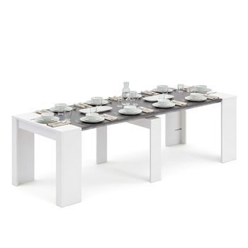Mesa Consola Extensible 50-235x90 Cm Denis Blanco Artik (blanco Mate) - Gris Grafito 51 X 78 X 90 Cm