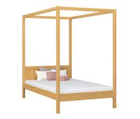cama individual de madera con dosel n02 pino natural