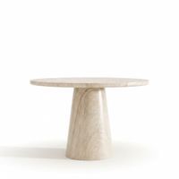 mesa de comedor redonda para 4 personas efecto travertino - beige