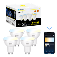 aigostar bombilla inteligente led gu10 sl2 bombillas alexa 6w bombilla wifi 2700k-6500k regulable conexion rapida compatible con google homealexa 4 unidades