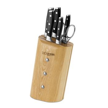 3 Claveles Toledo - Juego De 5 Cuchillos Cocina Ash Forjados A Mano