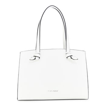 bolso de compras efecto saffiano con asas anudadas y presilla metálica white
