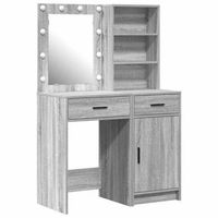 conjunto de mesa de vestidor con led 2 piezas gris sonoma