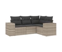 vidaxl set de sofas de jardin 4 pzas y cojines ratan sintetico gris