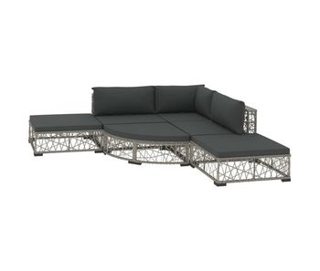 Set de muebles de jardín 6 pzas y cojines ratán sintético gris vidaxl