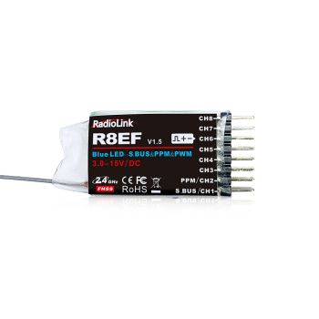 RadioLink R8EF 2.4GHz 8CH Receptor RC PWM PPM SBUS de Larga Distancia para Transmisor RC T8FB T8S Avión Coche Barco