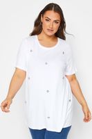 yours camiseta blanca adorno de cuentas mujer curvy y tallas grandes yours