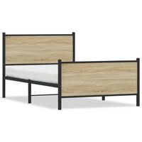 cama con cabecero y pie de cama metal roble sonoma 107x203 cm