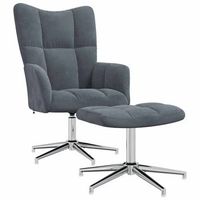 sillon lounge de diseno moderno con reposapies en terciopelo gris oscuro dec026593