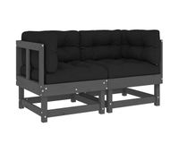 vidaxl sofas esquineros con cojines 2 uds madera maciza de pino gris