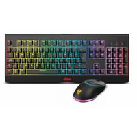 krom kabala - kit teclado membrana inalambrico rgb rainbow retroiluminado 6 teclas anti-ghosting raton optico inalambrico 6 niveles dpi 800-4800 on-the-fly compatible pc layout espanol negro