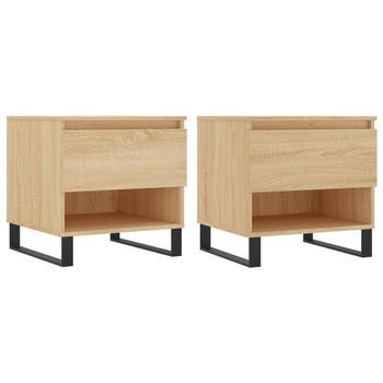 2 Uds Mesas De Centro - Mesas De Café Madera Ingeniería Roble Sonoma 50x46x50cm